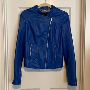 Blue faux leather jacket size medium